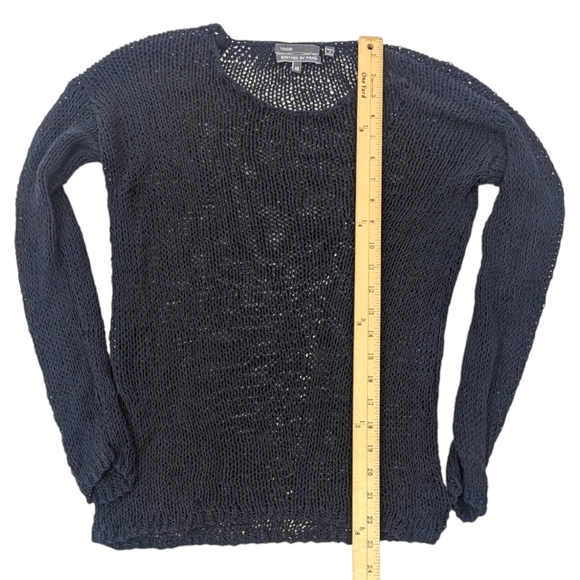 Vince Open Stitch Pullover Sweater Womens XS Black Long Sleeve Quiet Luxury - Picture 8 of 10